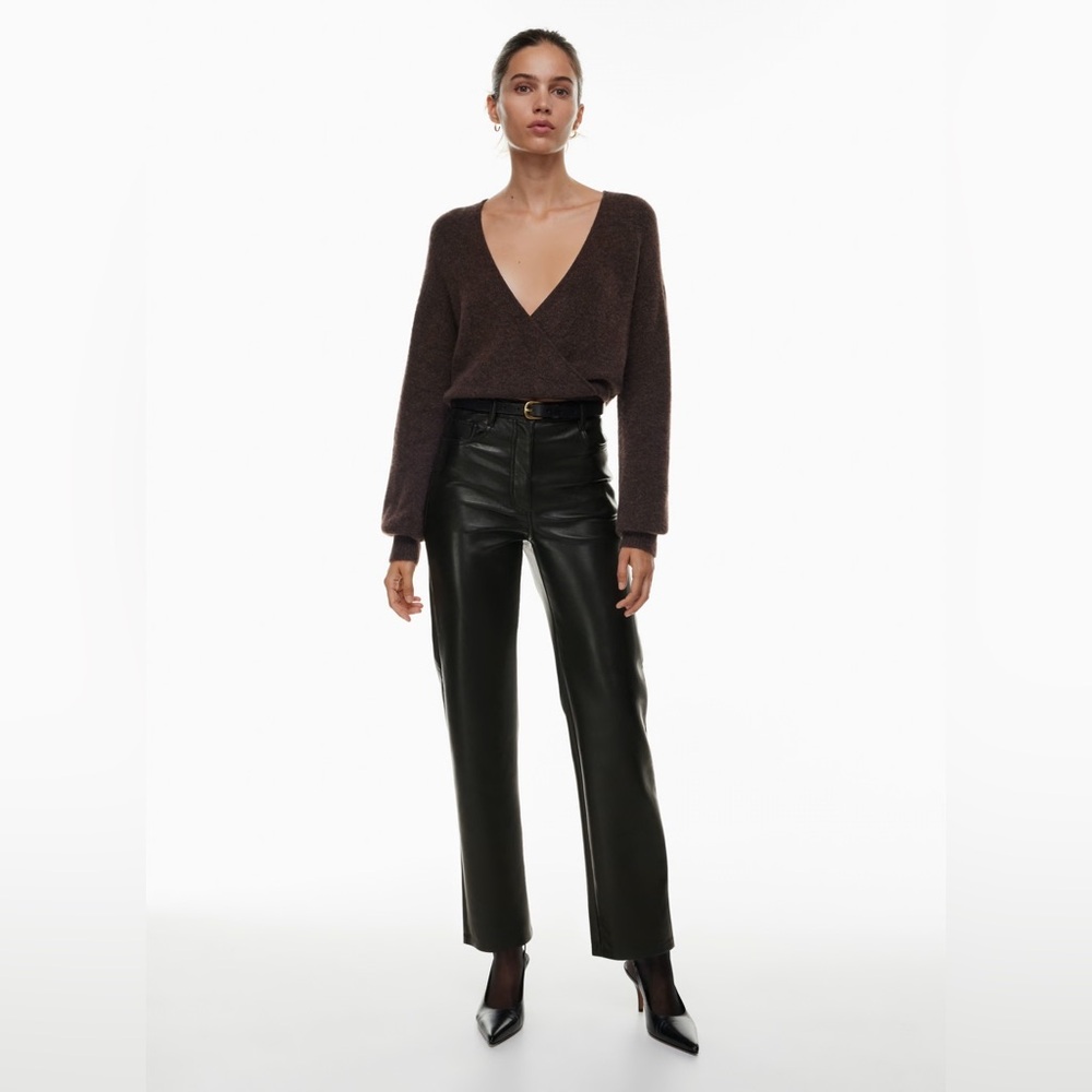 Aritzia Wilfred The Melina Pant‎ High Waisted Vegan Leather Sz 10 Tall